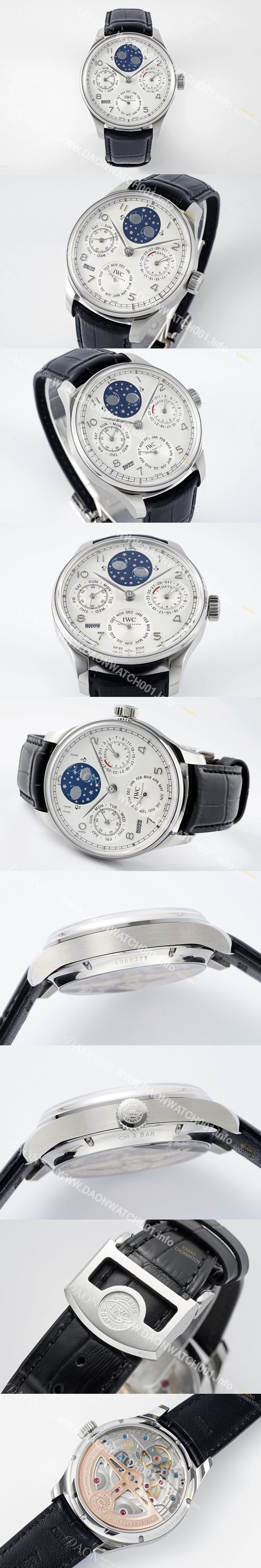 레플리카 [아이더블유씨] 남성용 포루투기즈 IW503406 퍼페추얼 캘린더 더블 문 플래티넘 44mm 오토매틱 무브먼트 화이트 다이얼 iwc4104