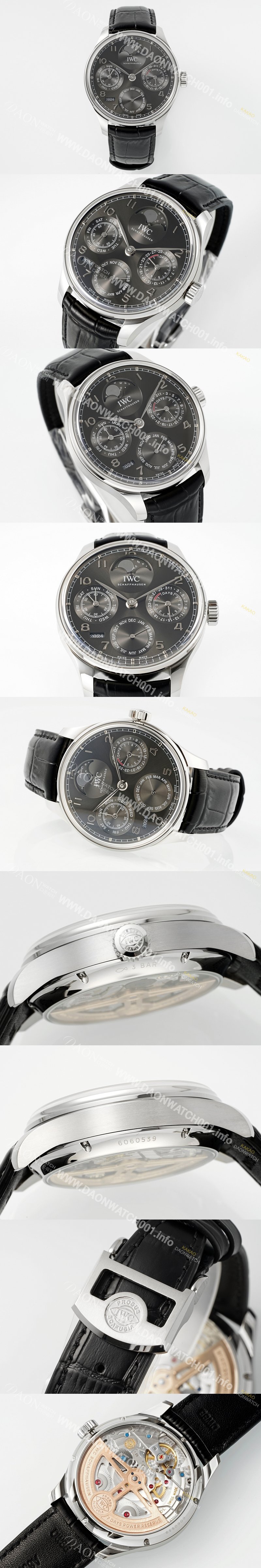 레플리카 [아이더블유씨] 남성용 포루투기즈 IW503301 퍼페추얼 캘린더 싱글 문 44mm 오토매틱 무브먼트 그레이 다이얼 iwc4106