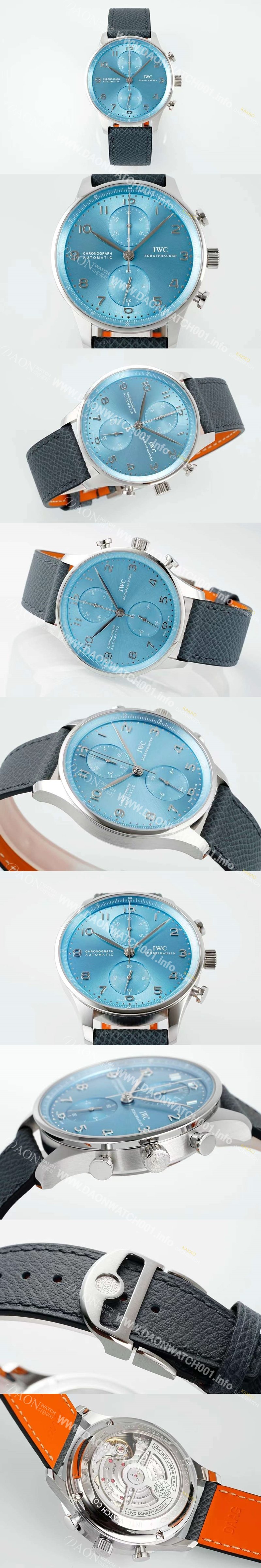 레플리카 [아이더블유씨] 남성용 신상품 포르투기즈 IW371626 크로노그래프 41mm 오토매틱 Cal.69355 타입 아이스 블루 다이얼 iwc4116