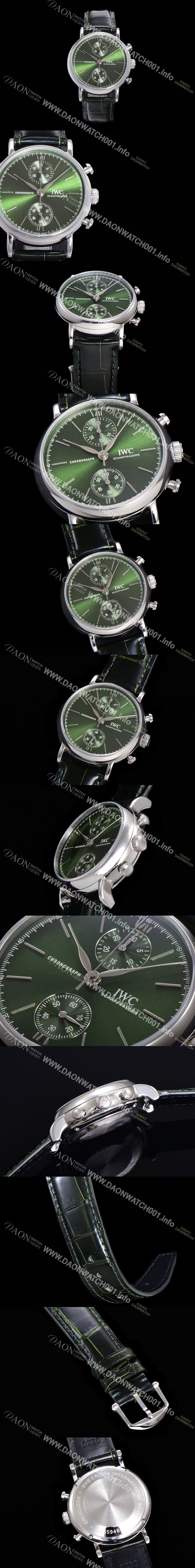 레플리카 [아이더블유씨] 남성용 포르토피노 IW391405 그린 다이얼 39미리 악어가죽 7750 오토매틱 무브먼트 IWC76298