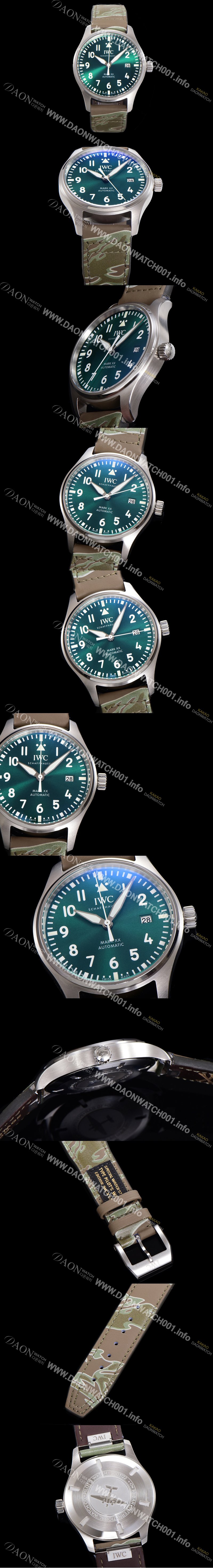 레플리카 [아이더블유씨] 남성용 파일럿 마크18 IW328205 오토매틱 40mm 가죽줄 그린 다이얼 iwc9202