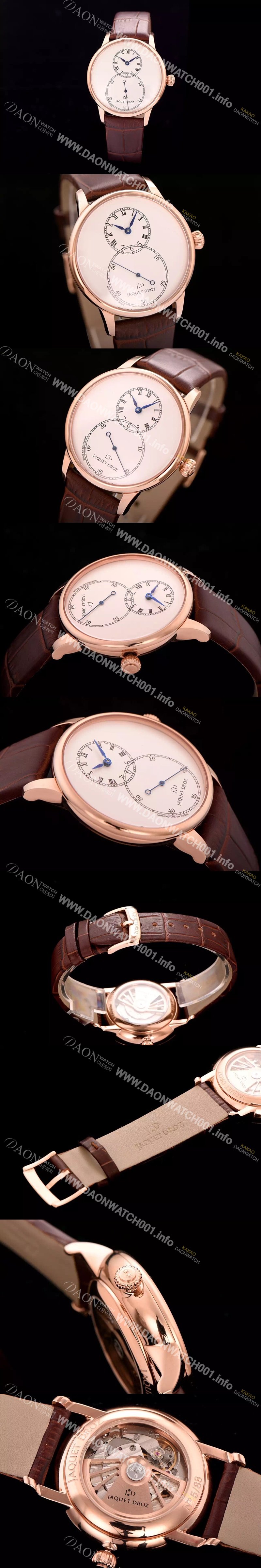 레플리카 [자케드로] 남성용 빅세컨즈 43mm 오토메틱 로즈골드 화이트다이얼 JAD4204