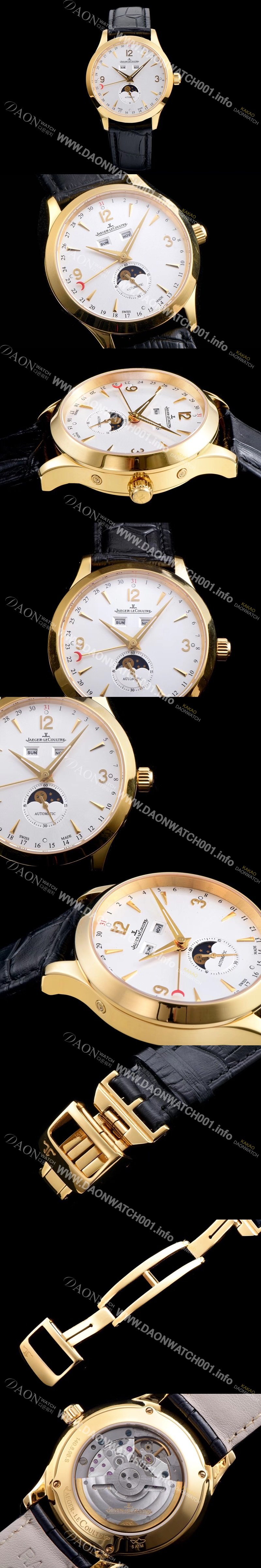 레플리카 [예거르꿀뜨르] 남성용 마스터 캘린더 1552520모델 씬 문페이즈 화이트다이얼 아플리케 인덱스 오토매틱 무브먼 JAG4202