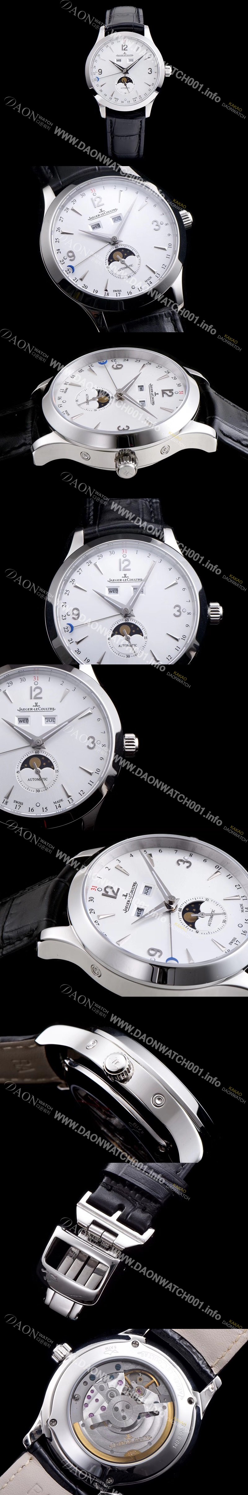 레플리카 [예거르꿀뜨르] 남성용 마스터 캘린더 1558420모델 씬 문페이즈 실버다이얼 아플리케 인덱스 Jag0093 오 JAG4201