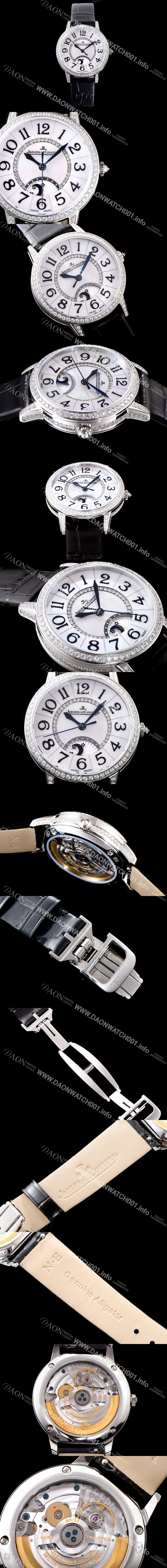 레플리카 [예거르꿀르뜨] 남성용 랑데부 나잇&데이 3442440 레이디 워치 최상급 다이아몬드 세팅 문페이즈 자개 다이얼 오토매틱 무브먼트 JAG0410