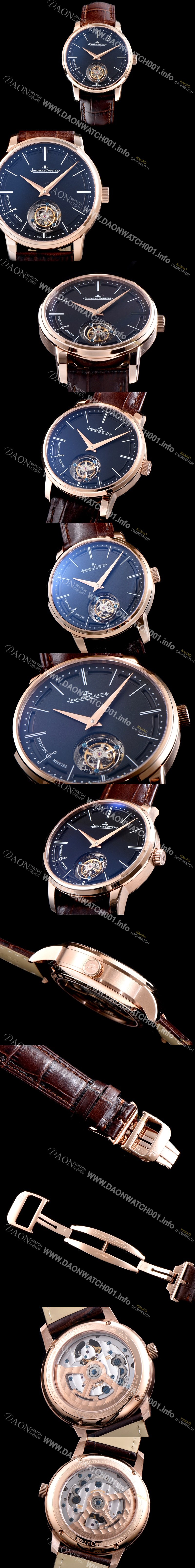 레플리카 [예거르쿨트르] 남성용 마스터 울트라 씬 1313520 미닛 리피터 플라잉 투르비옹 18K 로즈골드 블랙 다이얼 아시안 투어빌론 탑재 무브먼트 JAG0411