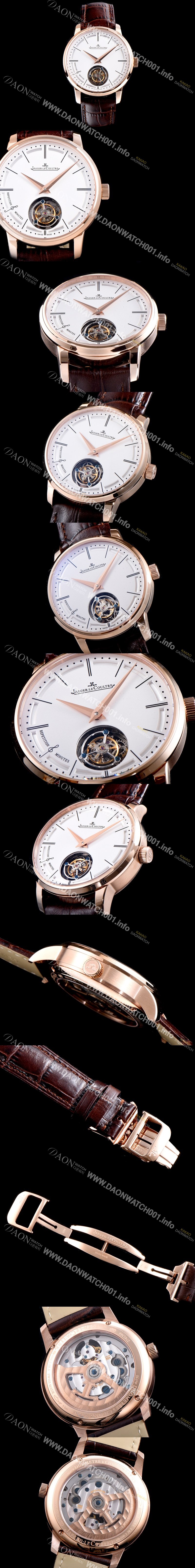 레플리카 [예거르쿨트르] 남성용 마스터 울트라 씬 1313520 미닛 리피터 플라잉 투르비옹 18K 로즈골드 화이트 다이얼 아시안 투어빌론 탑재 무브먼트 JAG0410