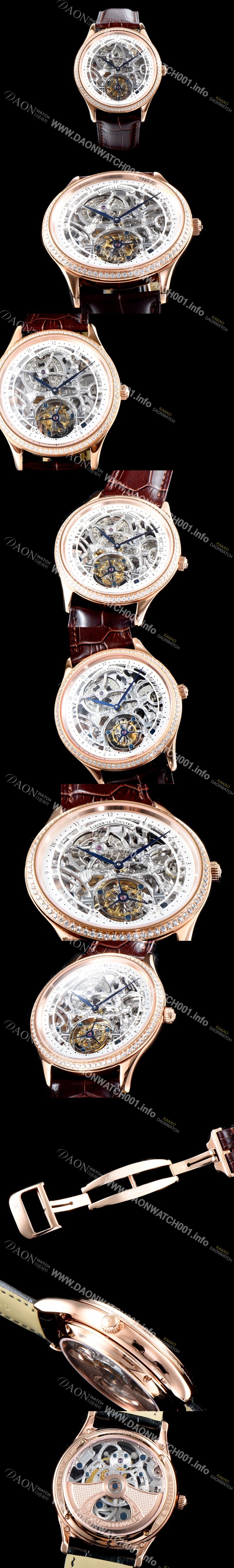 레플리카 [예거르쿨트르] 남성용 신형 마스터 그랜드 투어빌론 18K 로즈골드 케이스 1:1 수공 맞물림 형식의 쥬얼라인 화이트&실버 스켈레톤 다이얼 투어빌론 무브먼트 JAG0404
