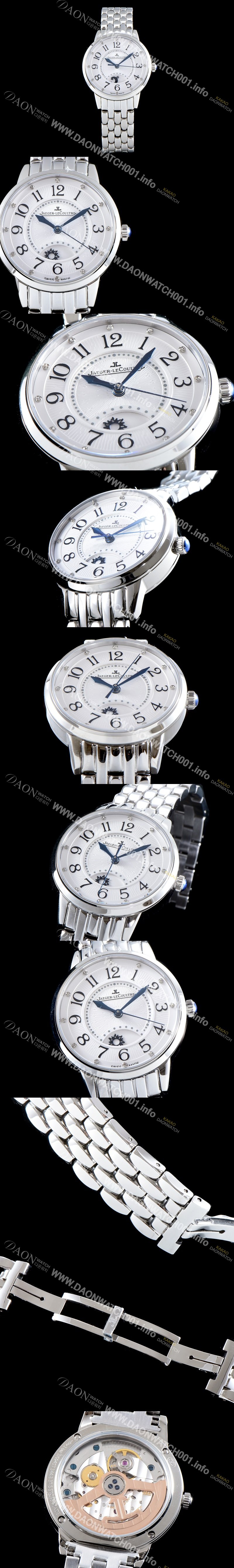 레플리카 [예거르꿀르뜨] 남성용 랑데부 나잇&데이 3448110  미디엄 레이디 워치!! 문페이즈 화이트 기요셰 다이얼 오토매틱 무브먼트 JAG0451