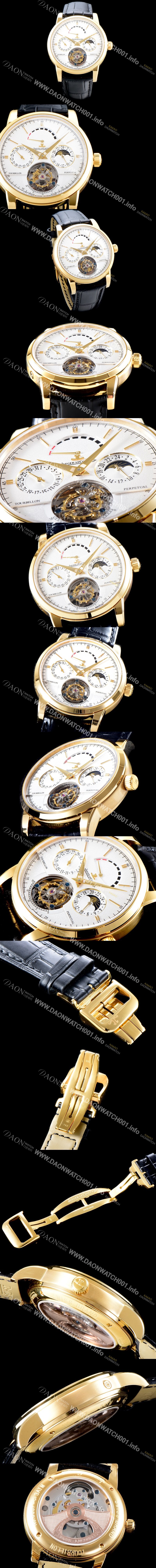 레플리카 [예거르쿨트르] 남성용 마스터 그랑 트래디션 5042420 퀀템 퍼페추얼 18K 옐로우골드 화이트 다이얼 아시안 투어빌론 탑재 무브먼트 JAG0412
