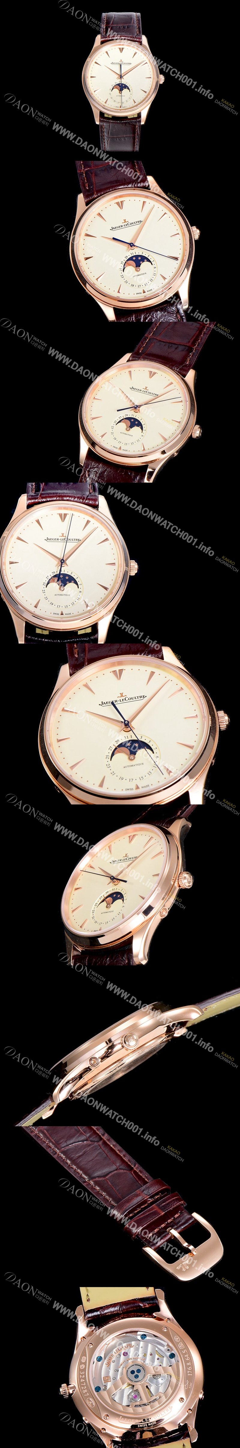 레플리카 [예거 르꿀르뜨]남성용 마스터 울트라 씬 문페이즈 39미리 오토매틱 18K로즈골드 화이트다이얼 JAG16073
