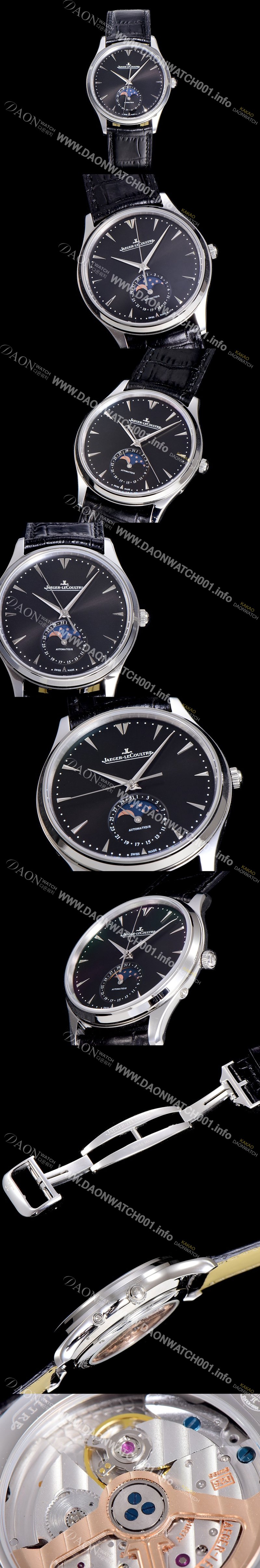 레플리카 [예거 르꿀르뜨]남성용 마스터 울트라 씬 문페이즈 39미리 오토매틱 블랙다이얼 JAG54668