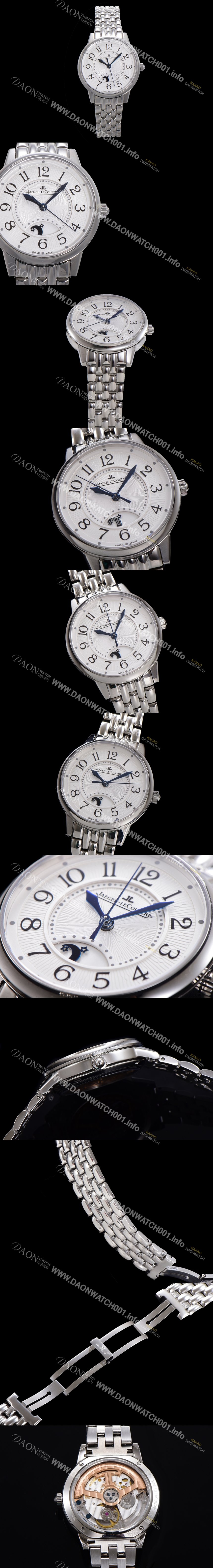 레플리카 [예거 르꿀르뜨] 여성용 랑데뷰 나잇&데이 문페이즈 오토매틱 898A 타입 무브 34mm 메탈줄 화이트다이얼  jag9159