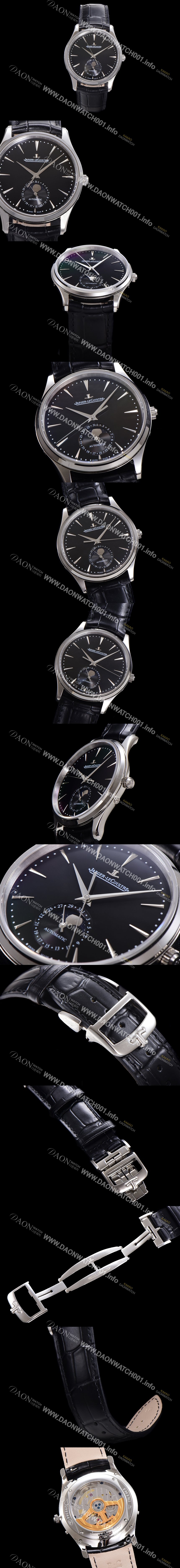 레플리카 [예거 르꿀르뜨] 남성용 마스터 울트라 씬 문페이즈 오토매틱 925타입 39mm 가죽줄 블랙다이얼 jag1129