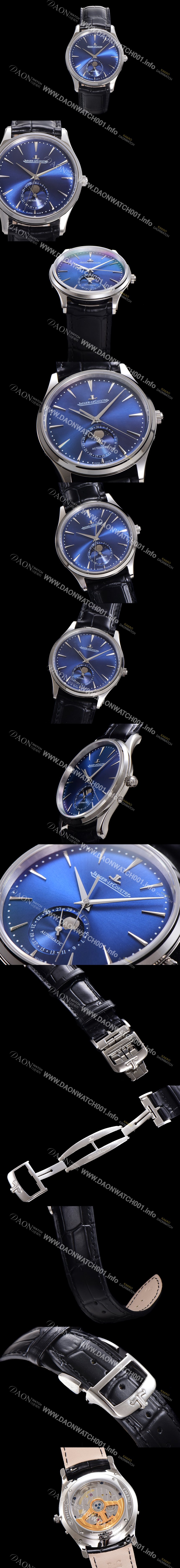 레플리카 [예거 르꿀르뜨] 남성용 마스터 울트라 씬 문페이즈 오토매틱 925타입 39mm 가죽줄 블루다이얼 jag1939