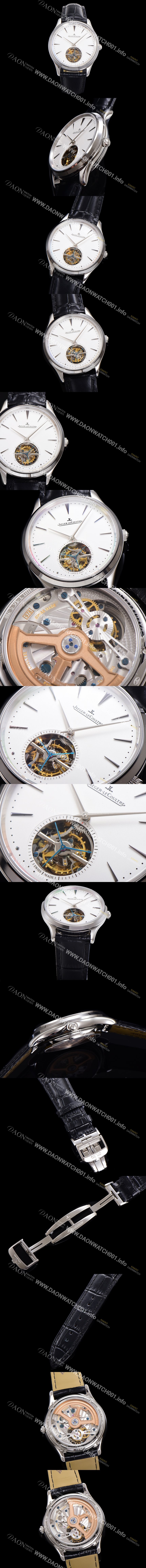 레플리카 [예거 르꿀르뜨] 남성용 마스터 울트라 씬 투어빌론 43mm 가죽줄 화이트다이얼 jag3991