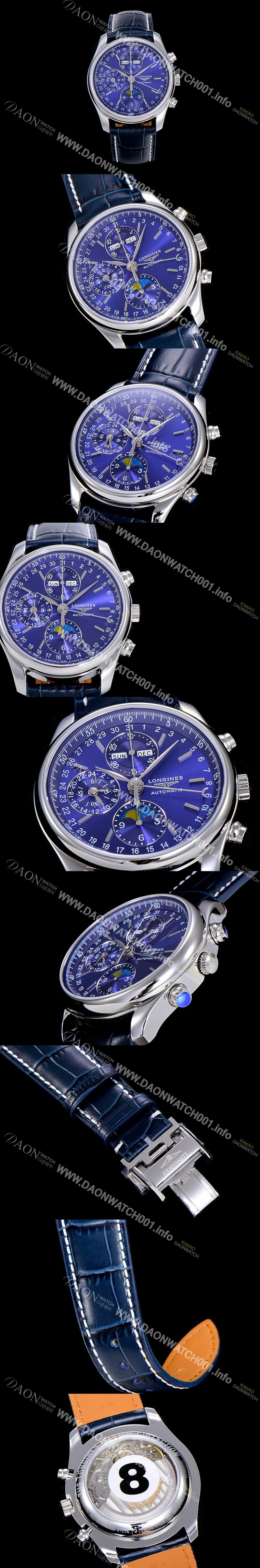 레플리카 [론진]남성용 마스터 콜랙션 오토매틱 40mm 문페이즈 블루다이얼 LAN33765