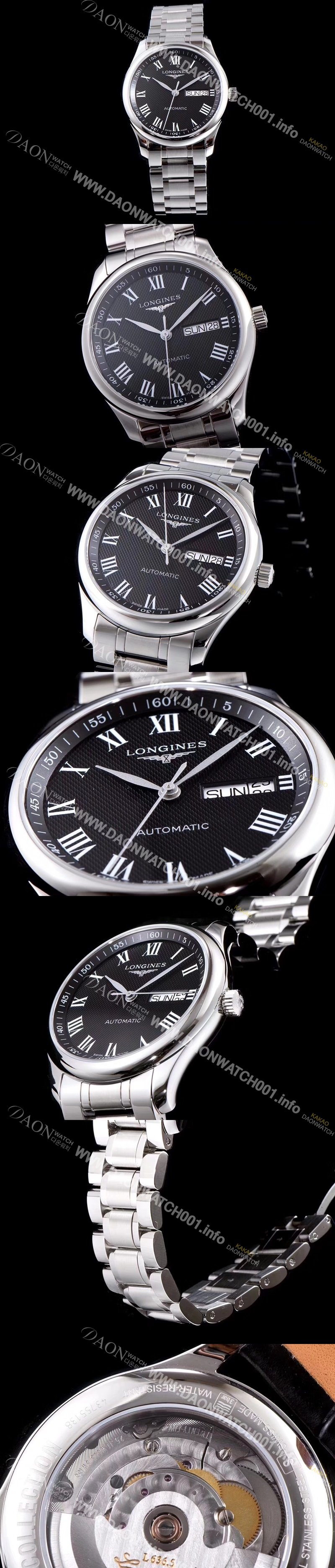 레플리카 [론진] 남성용 마스터 컬렉션 L2.755.4.51.6 LG사 데이트블랙 발리콘 다이얼 브레이슬릿 오토메틱 무브먼트 LON0410