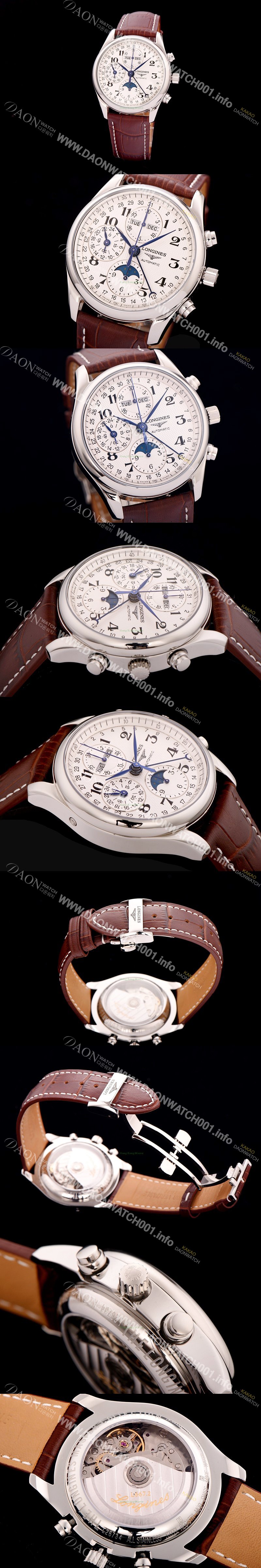 레플리카 [론진] 남성용 정*성시계 ! BEST UP!! 마스터 컬렉션 L2.773.4.78.3 문페이즈 크로노그래프 베스트 모델 화이트 발리콘 다이얼 오토매틱 무브먼트 LON0402