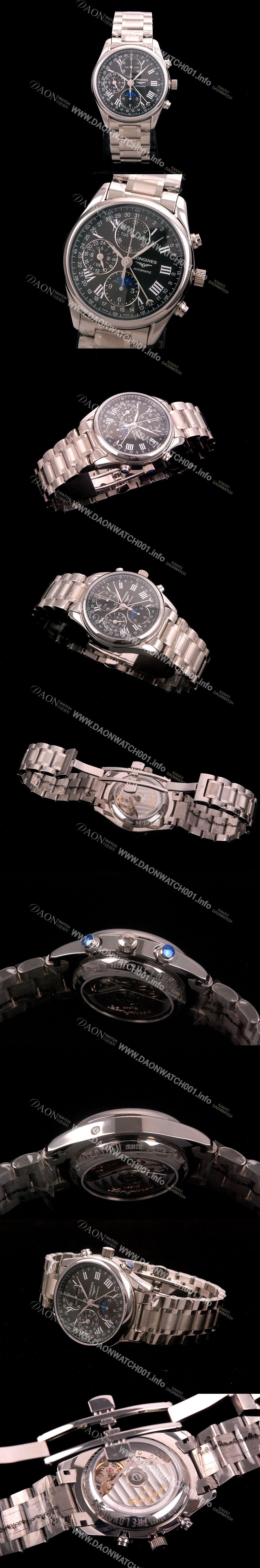 레플리카 [론진] 남성용 워치메이킹 트래디션!! 마스터 컬렉션 L2.673.4.51.7 문페이즈 크로노그래프 베스트 모델 블랙 발리콘 다이얼 오토매틱 무브먼트 LON0403