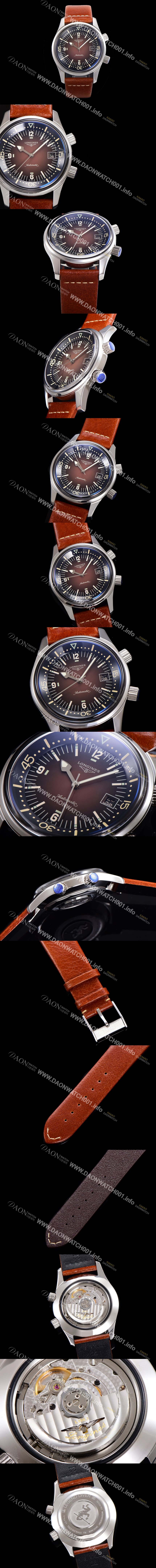 레플리카 [론진] 남성용 해리티지 오토매틱 Cal.L888.5 타입 42mm 가죽줄 래드다이얼  lon2915