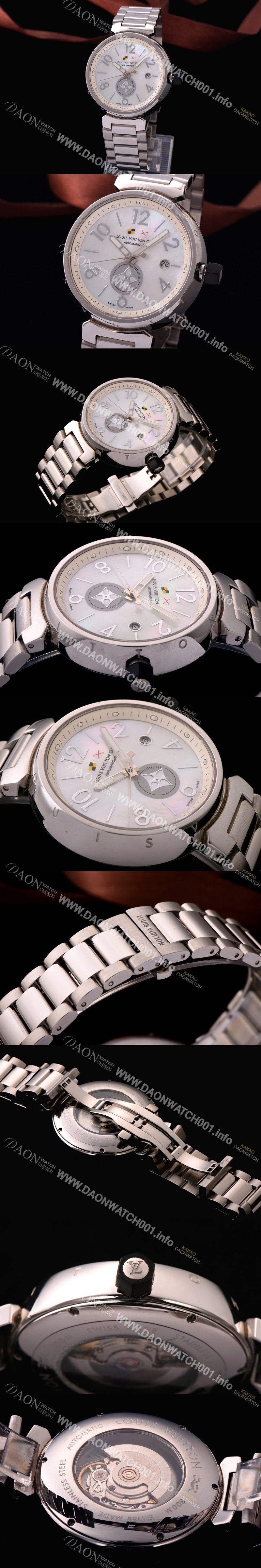 레플리카 [루이비통] 남성용 자개 무늬 화이트 다이얼 탕부르 LOU4210