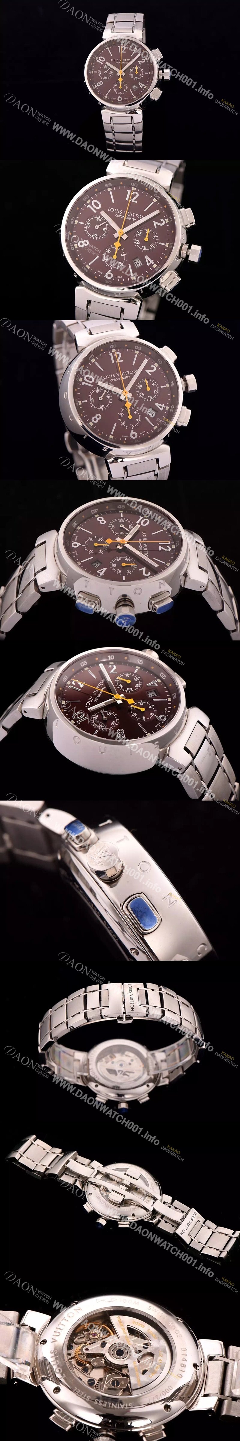 레플리카 [루이비통] 남성용 탕부르 Q11211 최신버전 업그레이드형 크로노그래프 브라운 다이얼 신형 ETA 7750 오토매틱 무브먼트 LOU4213