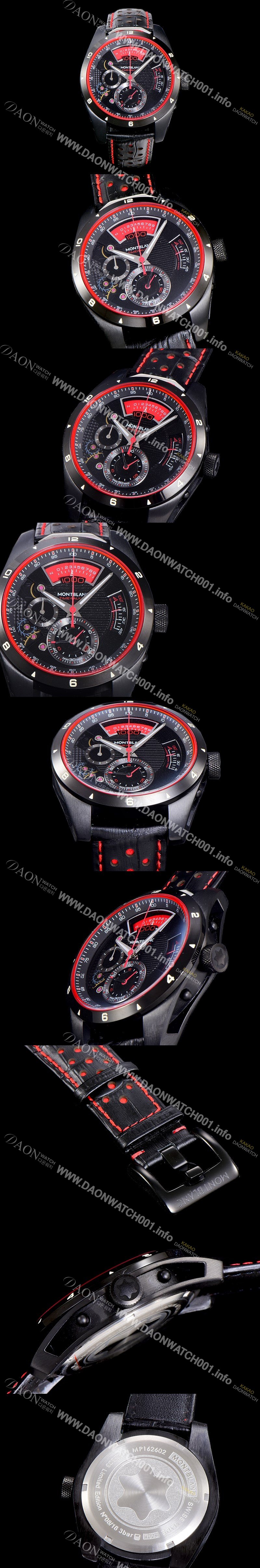 레플리카 [몽블랑] 남성용 타임워커 쿼츠 VK타입 46.4미리 PVD 코팅 가죽줄 래더스트랩 블루다이얼 MON71174