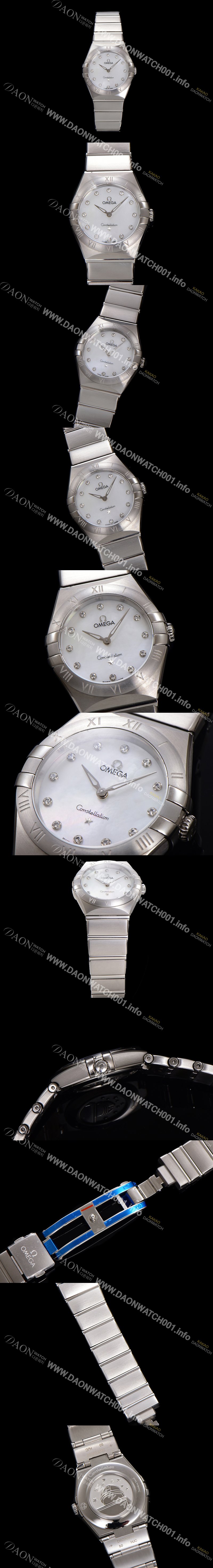 레플리카 [오메가] 여성용 컨스틀레이션 131.10.28.60.55.001 쿼츠 무브먼트 28mm 화이트 자개 다이얼 omg0144