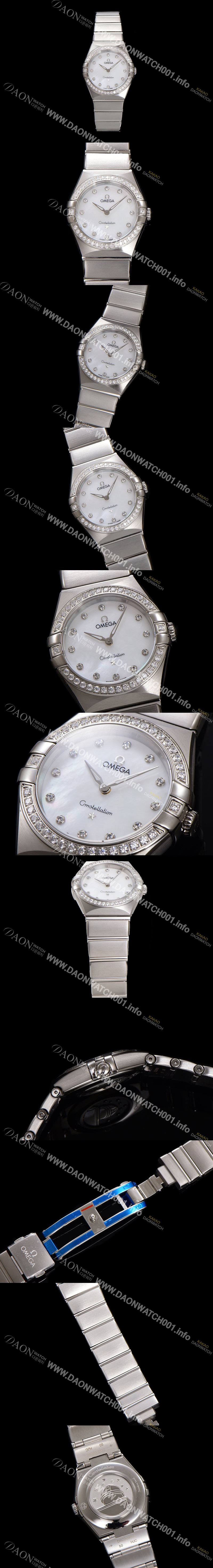 레플리카 [오메가] 여성용 컨스틀레이션 131.15.28.60.55.001 다이아몬드 세팅 베젤 28mm 쿼츠 무브먼트 화이트 자개 다이얼 omg0145