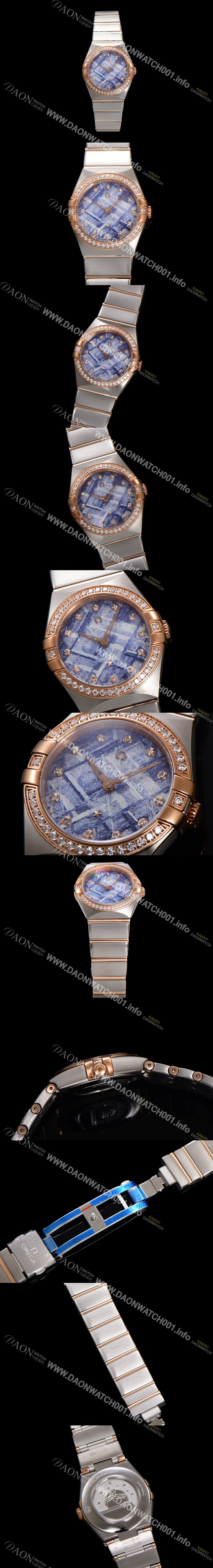 레플리카 [오메가] 여성용 컨스틀레이션 131.25.28.60.99.001 로즈골드 다이아몬드 세팅 베젤 28mm 쿼츠 무브먼트 메테오라이트 다이얼 omg0150