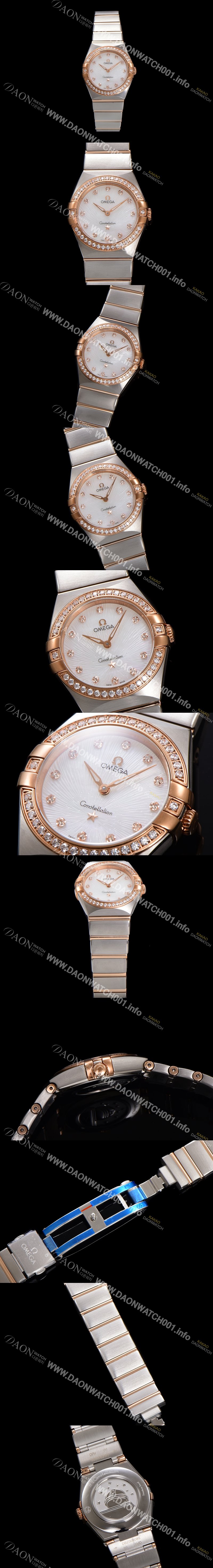 레플리카 [오메가] 여성용 컨스틀레이션 131.25.28.60.55.003 로즈골드 다이아몬드 세팅 베젤 28mm 쿼츠 무브먼트 화이트 다이얼 omg0151