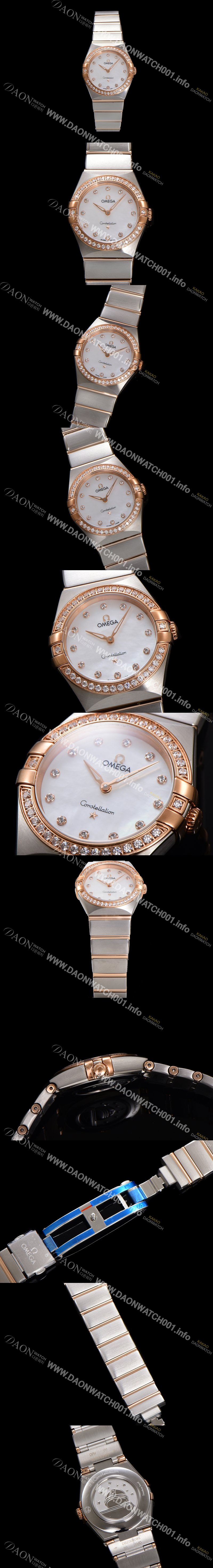 레플리카 [오메가] 여성용 컨스틀레이션 131.25.28.60.55.001 로즈골드 다이아몬드 세팅 베젤 28mm 쿼츠 무브먼트 화이트 자개 다이얼 omg0152