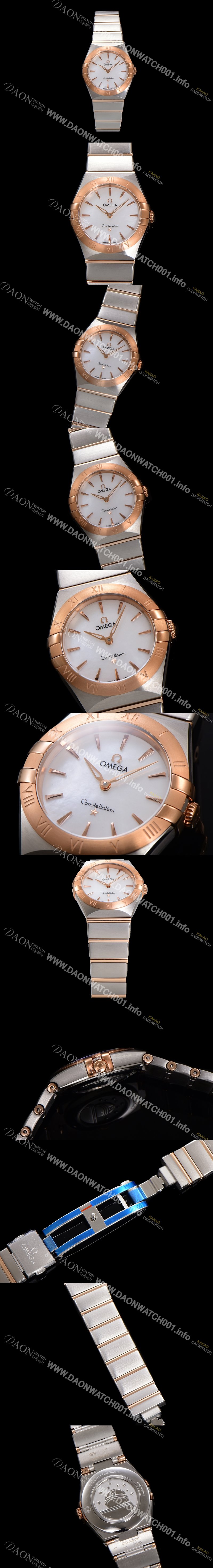 레플리카 [오메가] 여성용 컨스틀레이션 131.20.28.60.05.001 로즈골드 28mm 쿼츠 무브먼트 화이트 자개 다이얼 omg0154