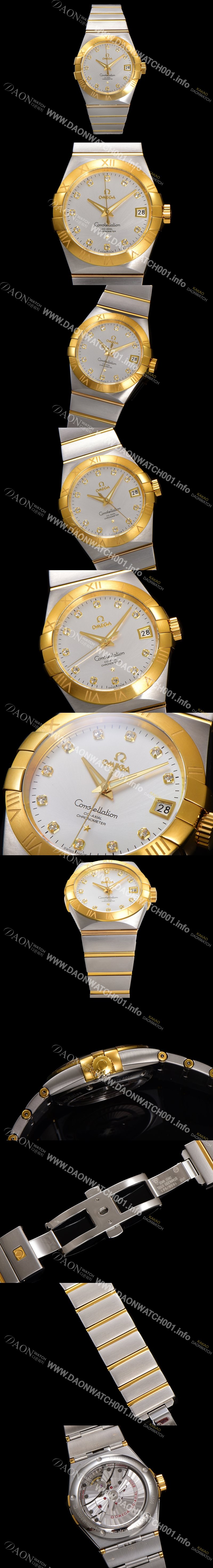 레플리카 [오메가] 남성용 컨스틀레이션 123.20.38.21.52.002 18k 옐로우골드 38mm 오토매틱 8500타입 실버 다이얼 omg0156