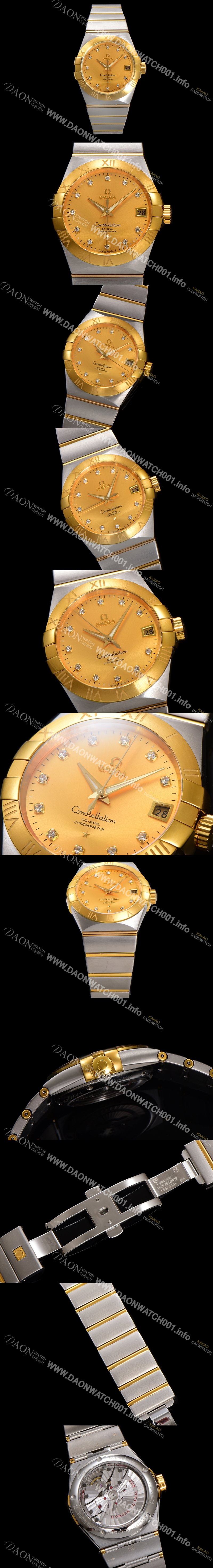 레플리카 [오메가] 남성용 컨스틀레이션 123.20.38.21.58.001 18k 옐로우골드 38mm 오토매틱 8500타입 샴페인 다이얼 omg0159