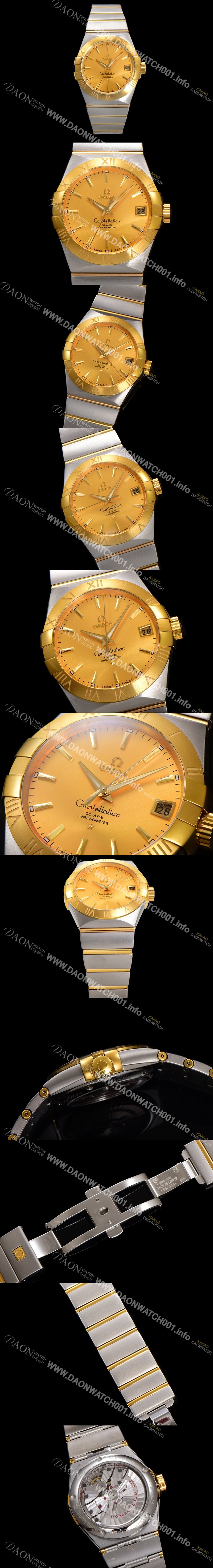 레플리카 [오메가] 남성용 컨스틀레이션 123.20.38.21.08.001 18k 옐로우골드 38mm 오토매틱 8500타입 샴페인 다이얼 omg0160