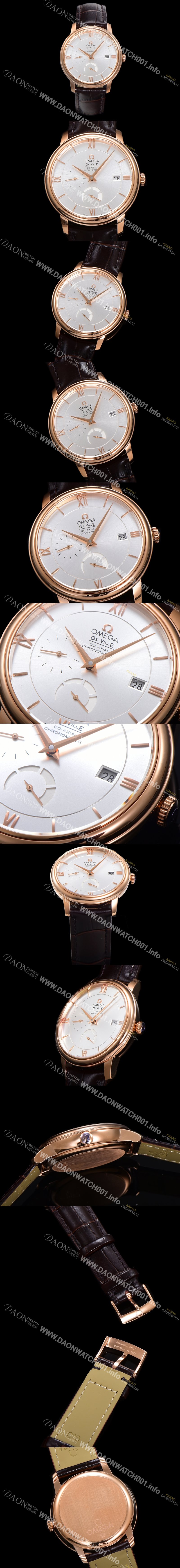 레플리카 [오메가] 남성용 드빌 424.53.40.21.02.001 프레스티지 코-액시얼 39.5mm  18K 로즈골드 오토매틱 Cal.2627 타입 실버 다이얼 omg0175