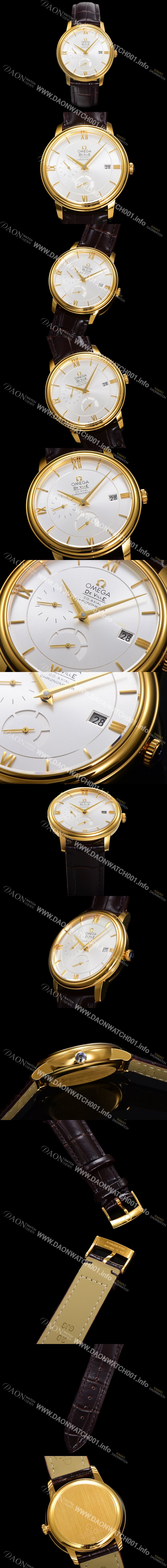 레플리카 [오메가] 남성용 드빌 424.53.40.21.02.002 프레스티지 코-액시얼 39.5mm  18K 옐로우골드 오토매틱 Cal.2627 타입 실버 다이얼 omg0176