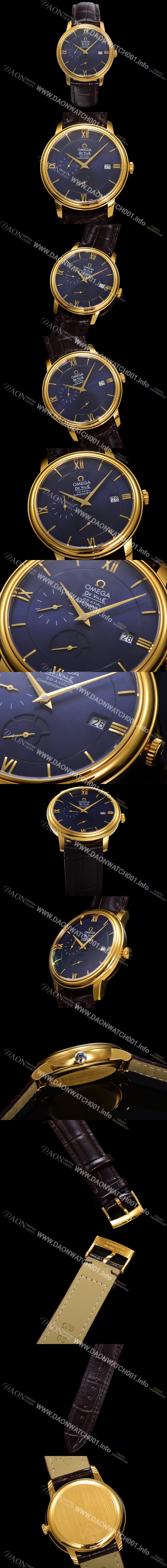 레플리카 [오메가] 남성용 드빌 424.53.40.21.03.001 프레스티지 코-액시얼 39.5mm  18K 옐로우골드 오토매틱 Cal.2627 타입 블루 다이얼 omg0177