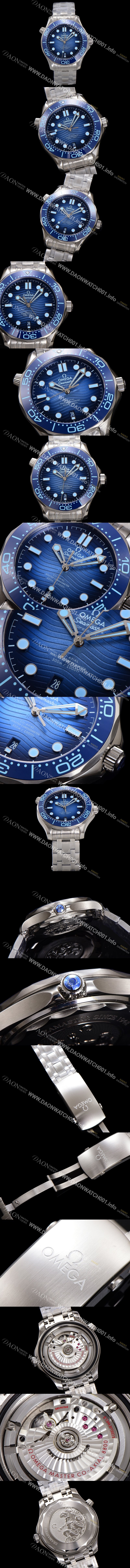 레플리카 [오메가] 남성용 시마스터 210.30.42.20.03.003 다이버 300M 마스터 코-액시얼 42mm 오토매틱 Cal.8800타입 썸머 블루 다이얼 omg0181