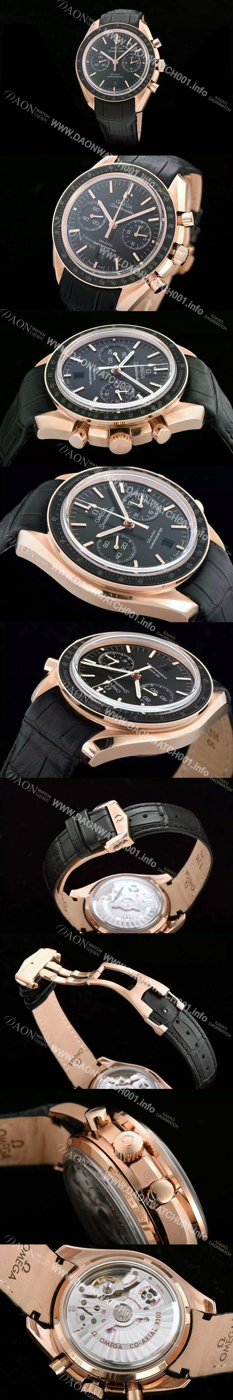 레플리카 [오메가] 남성용 스피드마스터 크로노그래프 블랙다이얼 블랙&골드 OMG0100