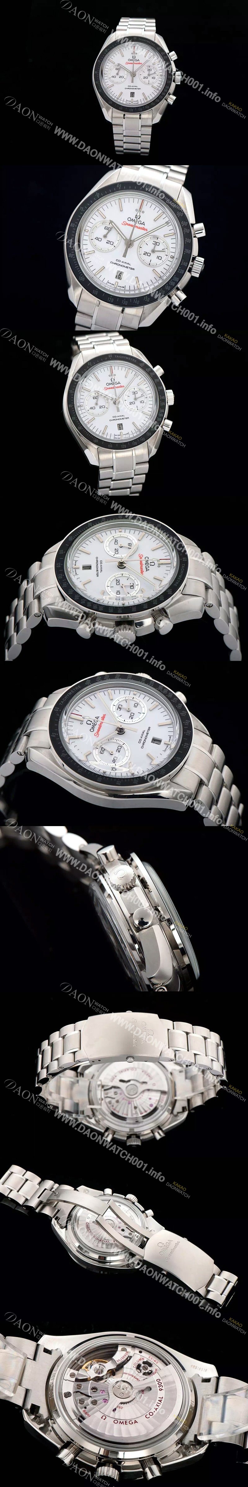 레플리카 [오메가] 남성용 스피드마스터 크로노그래프 화이트 다이얼 블랙베젤 OMG0150
