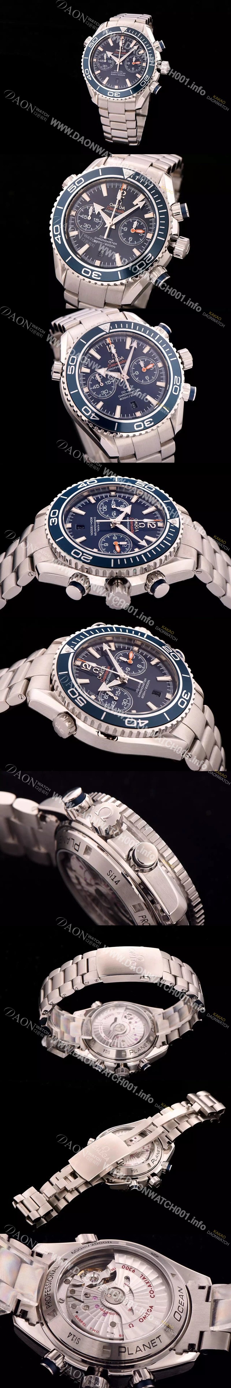 레플리카 [오메가] 남성용 씨마스터 ETA-7750 오토매틱 무브먼트 블루 다이얼 OMG0022