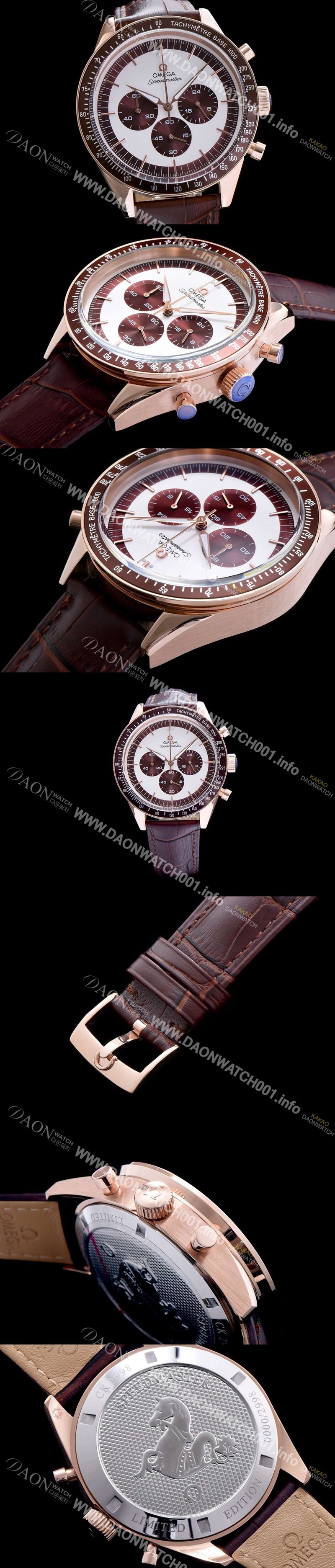 레플리카 [오메가] 남성용 18K 로즈골드 화이트브라운 다이얼 JAPAN QUARTZ (최고급형) 무브먼트 OMG0001