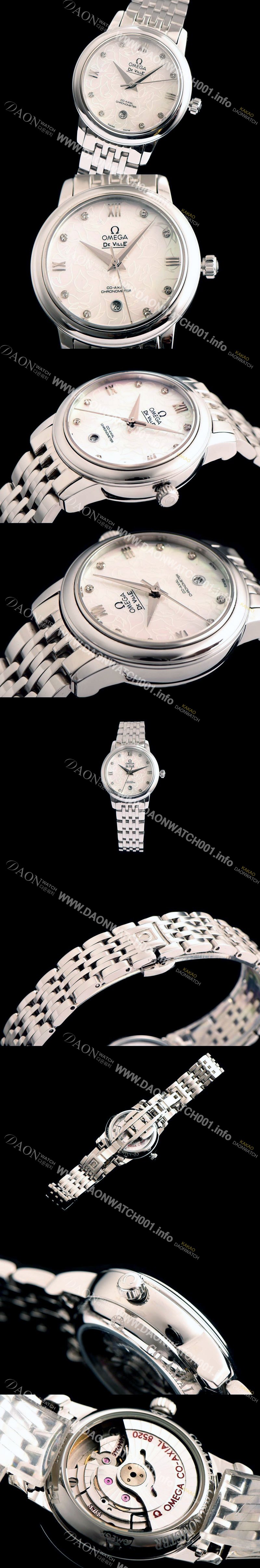 레플리카 [오메가] 여성용 드빌 424.12.33.20.55 자게 화이트 다이얼 18k 화이트골드 브레이슬릿 쥬얼리 인덱스 오토매틱 무브먼트 OMG0011