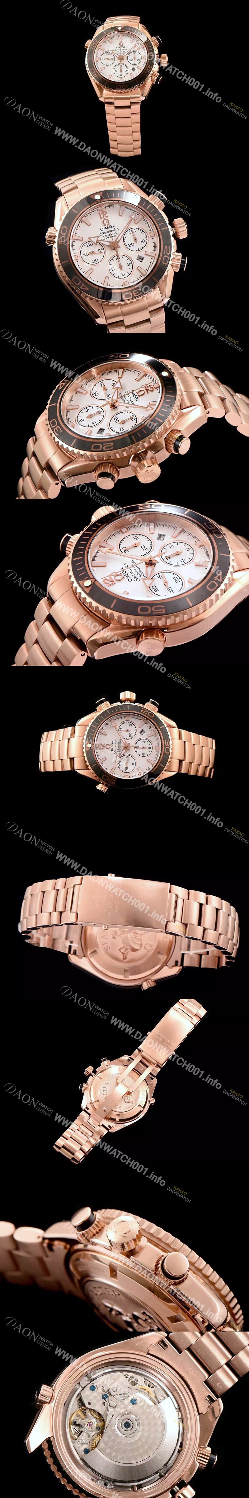 레플리카 [오메가] 남성용 시마스터 플래닛오션 222.30.38.50.01 18k 로즈골드 크로노그래프 화이트 다이얼 오토매틱 무브먼트 OMG0030