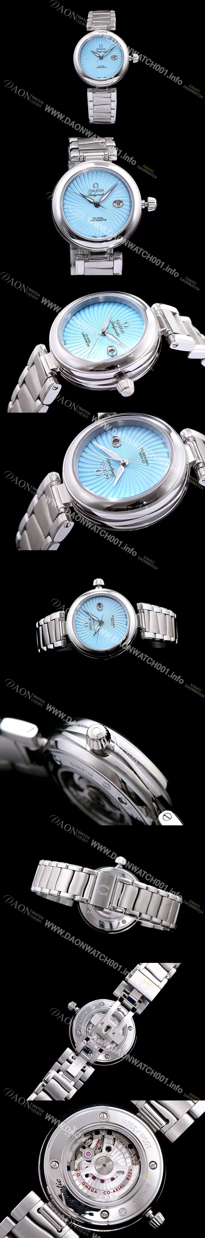 레플리카 [오메가] 여성용 드빌 레이디메틱 신제품!! 425.33.34.20.05.001 물결무늬 입체형 블루 다이얼 브레이슬릿 오토매틱 무브먼트 OMG0031