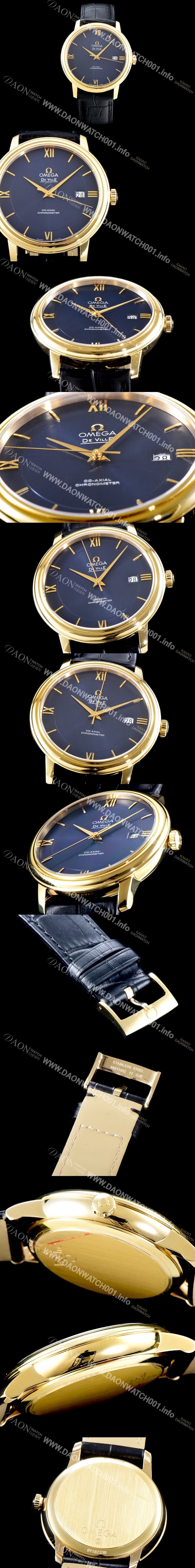 레플리카 [오메가] 남성용 드빌 424.53.40.20.03.001 프레스티지 코-액시얼 블루 다이얼 18k 옐로우골드 투톤 콤비 오토매틱 무브먼트 OMG0010