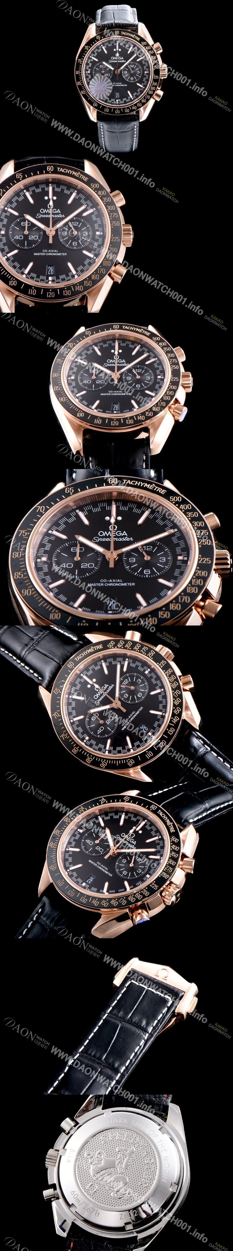 레플리카 [오메가] 남성용 스피드마스터 329.53.44.51.03.001 18K 로즈골드 레이싱 코-액시얼 마스터 크로노미터 타키미터 크로노그래프 블랙 다이얼 일본 수입산 쿼츠 무브먼트 OMG0502